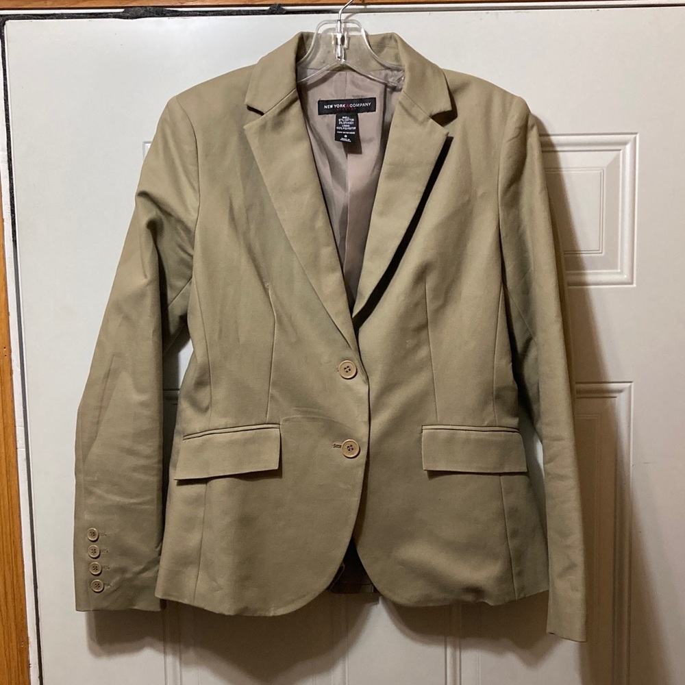 New York & Company Women's Classic Beige Blazer 6